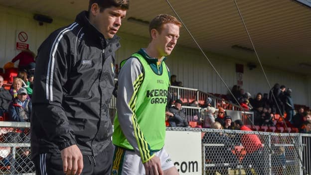 Eamonn Fitzmaurice and Colm Copper before a 2016 Allianz Football League game against Down.