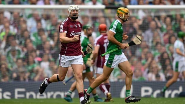 Joe Canning celebrates after scoring a point against Limerick in the All-Ireland SHC Final. 