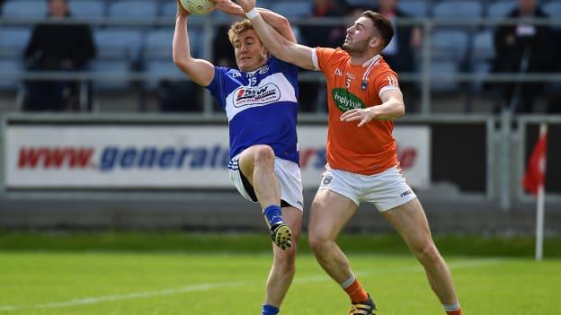 David Conway, Laois, and Sean Connell, Armagh, tussle for possession at O Moore Park.