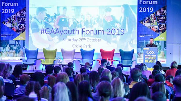 Diarmuid Cahill, Chairperson of the GAA National Youth Committee, at the #GAAyouth Forum 2019 at Croke Park in Dublin. 