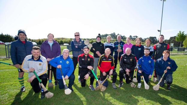Former GAA National Hurling Development Manager, Martin Fogarty, and Down Senior Hurling team manager, Ronan Sheehan, pictured with Saul GAA hurling coaches including Gary Thomas, back rown fourth from the left.  