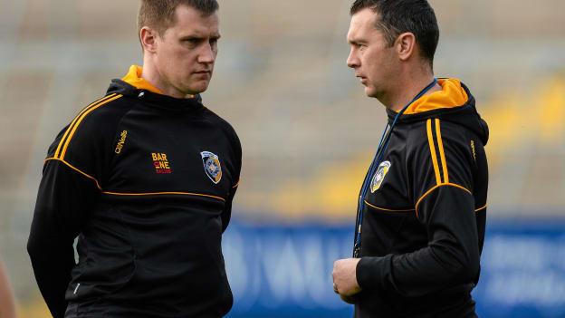 John McEntee and Oisín McConville pictured before the 2015 Armagh SFC Final. Photo by Oliver McVeigh/Sportsfile