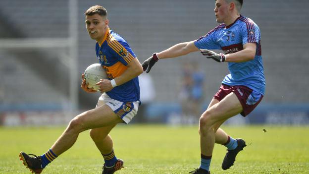 Eoin Connieff, Naas CBS, and Garrett Cavanagh, St Michael's Enniskillen, in Masita Hogan Cup Final action at Croke Park.