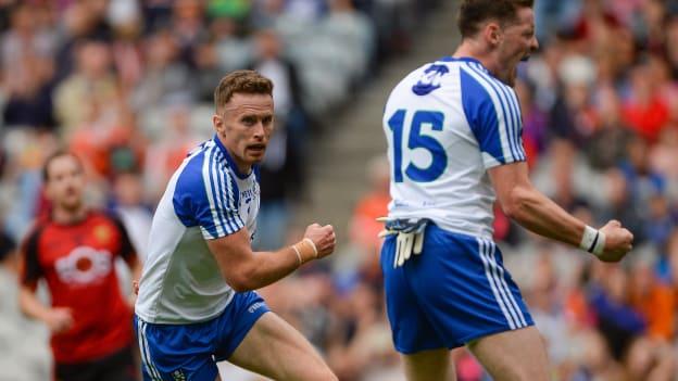 Fintan Kelly and Conor McManus celebrate at Croke Park.