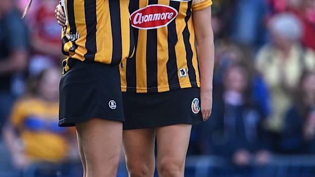 Grace Walsh and Claire Phelan pictured following the 2022 All-Ireland Camogie Final at Croke Park. Photo by Piaras Ó Mídheach/Sportsfile