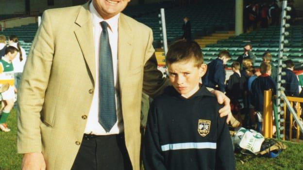 A young Gearoid Hegarty with his father Ger pictured at the Mackey Cup in the Gaelic Grounds.