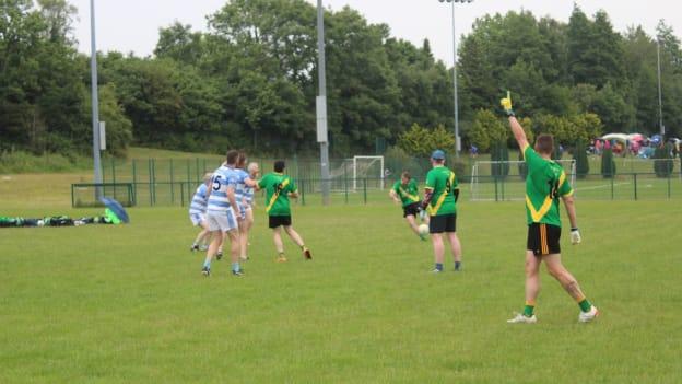 Action from a game between Westmeath's Athlone and Dublin's Thomas Davis.