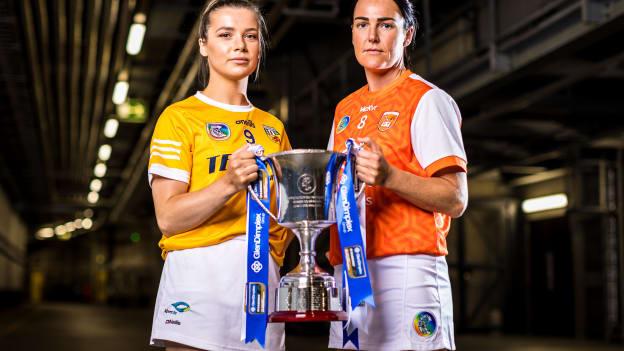 Emma Laverty, Antrim, and Michelle McArdle, Armagh, pictured ahead of the Premier Junior All-Ireland Camogie Final.