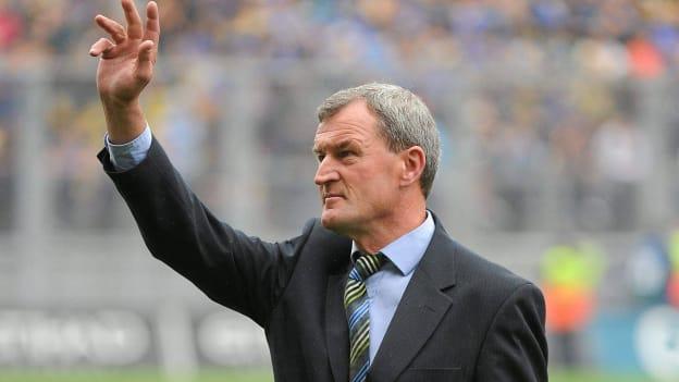 Pat Fleury greets the crowd at the 2010 All-Ireland SHC final as part of the 1985 Offaly Jubilee team