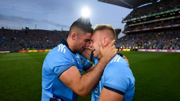 Jonny Cooper and James McCarthy embrace after the final whistle on Saturday evening. 