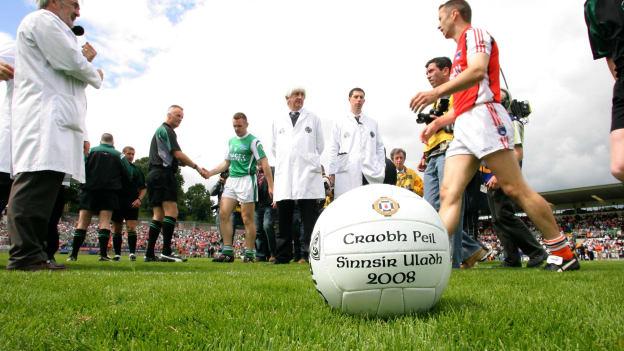 Captains Martin McGrath and Paul McGrane ahead of the 2008 Ulster SFC Final.