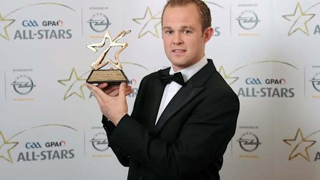 Tommy Walsh, Kilkenny, with his GAA GPA All-Star Hurling award at the GAA GPA All-Star Awards 2011. It was the ninth All-Star award in a row he won. 