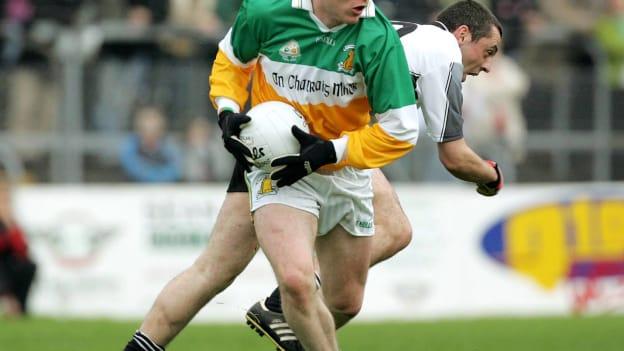 Conor Gormley, Carrickmore, in action against Michael O'Neill, Omagh in the 2005 Tyrone SFC Final. 
