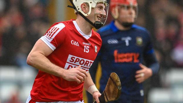 Patrick Horgan of Cork celebrates after scoring a goal in the Co-Op Superstores Munster Hurling League Final match between Cork and Tipperary at Páirc Ui Rinn in Cork.