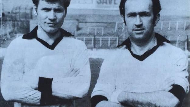 Sligo football legends Barnes Murphy (left) and Mickey Kearins. 