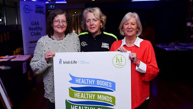 Attendees, from left, Aine Ó Súilleabháin, Eileen Buckley and Bernie Reen during the GAA National Healthy Club Conference at Croke Park Stadium, in Dublin.