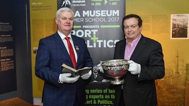 Uachtarán Cumann Luthchleas Gael, Aogán Ó Fearghail and RTÉ Sports Broadcaster Marty Morrissey pictured at the GAA Museum to officially launch the 2017 GAA Museum Summer School. 