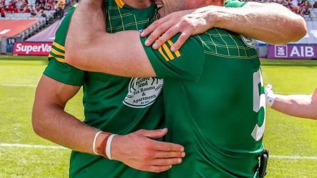 Conor Gray, left, and Donal Keogan are among eight Meath players to be named in the Tailteann Cup Team of the Year. 