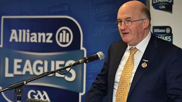 GAA President, John Horan, pictured speaking at the launch of the 2019 Allianz Hurling League. 