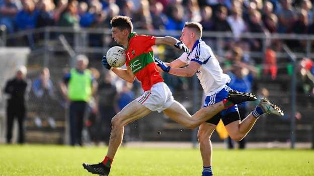 John Manley, Rathnew, and Conor French, St Patrick's, during the Wicklow SFC Final at Joule Park, Aughrim.