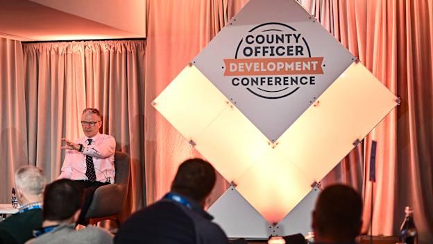 Uachtarán Chumann Lúthchleas Gael Jarlath Burns during the GAA County Officer Development Conference at Croke Park. Photo by Piaras Ó Mídheach/Sportsfile