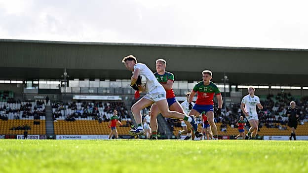 Patrick Clancy, Ferbane, and Shane O'Toole Greene, Shamrocks, in Offaly SFC Semi-Final action. Photo by Tyler Miller/Sportsfile