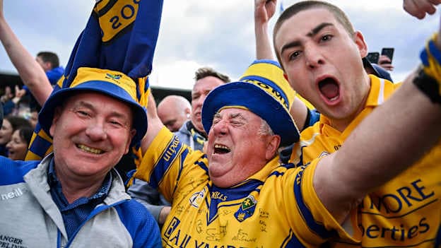 Supporters celebrate after the Connacht GAA Football Senior Championship final match between Roscommon and Galway at King & Moffatt Dr Hyde Park in Roscommon. Photo by Piaras Ó Mídheach/Sportsfile.