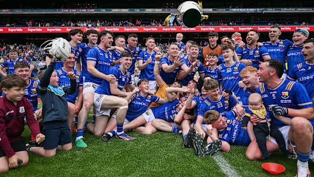 Longford celebrate winning the Lory Meagher Cup final match between Longford and Leitrim at Croke Park in Dublin. Photo by Paul Phelan/Sportsfile.