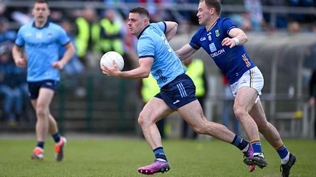 Brian Howard, Dublin, and Dean Healy, Wicklow, in Leinster SFC quarter-final action. Photo by Ray McManus/Sportsfile
