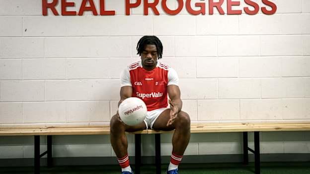 Pictured is Clare’s Ikem Ugwueru at SuperValu’s launch of the GAA All-Ireland Senior Football Championship in SuperValu Páirc Uí Chaoimh and showing his support for diversity and inclusion within the GAA. SuperValu has announced a five-year extension of their partnership with the GAA, marking a 20-year commitment to communities across Ireland and making SuperValu the longest standing sponsor of the GAA All-Ireland Senior Football Championship.

 