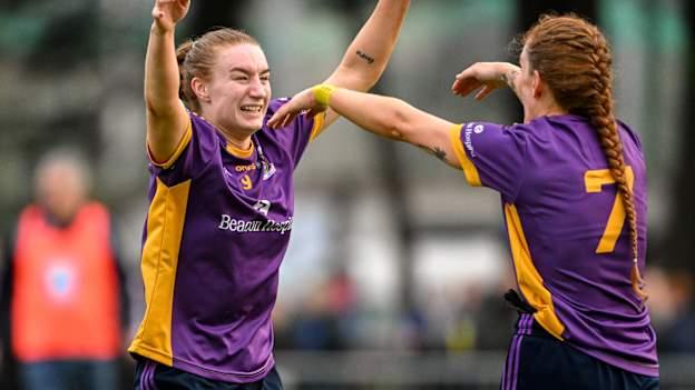Kilmacud Crokes' players Lauren Magee and Kate Murray celebrate following the AIB All-Ireland Club Senior Football Semi-Final win over Castleisland Desmonds. Photo by Daire Brennan/Sportsfile