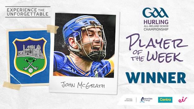 John McGrath voted GAA.ie Hurler of the Week
