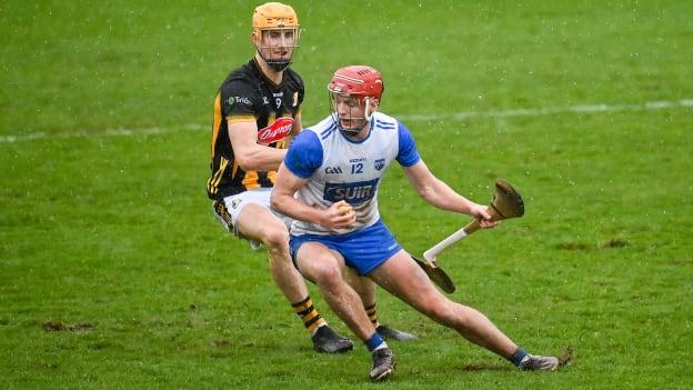 Calum Lyons, Waterford, and Shane Murphy, Kilkenny, in Allianz Hurling League action. Photo by Seb Daly/Sportsfile