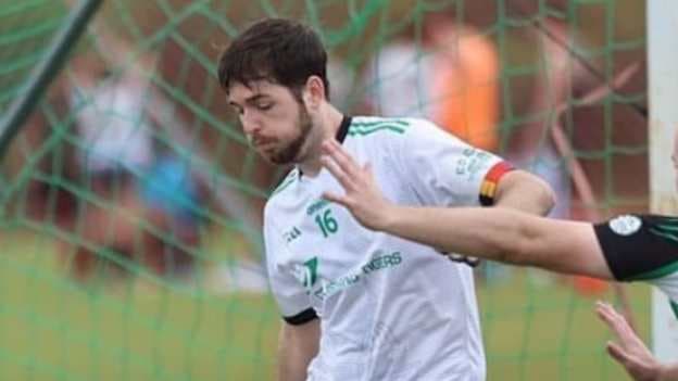 Bennett Burke in action for the Celtic Cowboys in their Texas League Gaelic football match against Mexico City in 2023. 