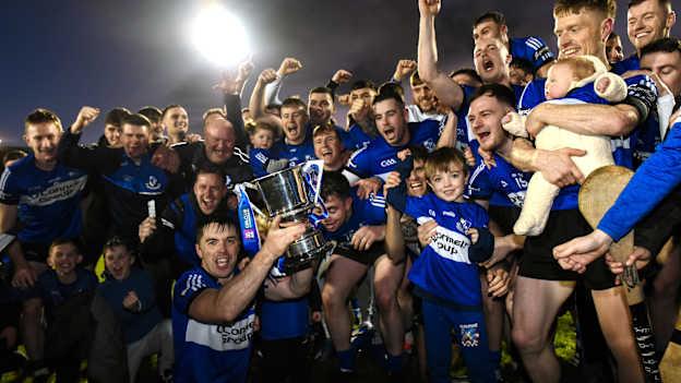 Sarsfields players and supporters celebrate with the cup after their side's victory in the AIB Munster GAA Senior Club Hurling Championship final match between Ballygunner and Sarsfields at FBD Semple Stadium in Thurles, Tipperary. Photo by Tom Beary/Sportsfile.