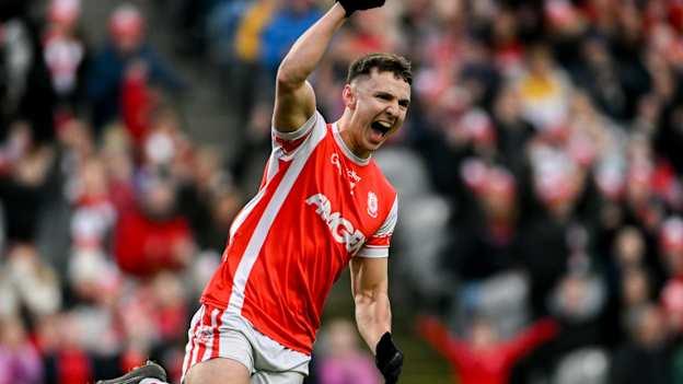 David O'Dowd of Cuala celebrates after scoring his side's second goal during the AIB GAA Football All-Ireland Senior Club Championship final match between Cuala and Errigal Ciarán at Croke Park in Dublin. Photo by Daire Brennan/Sportsfile.