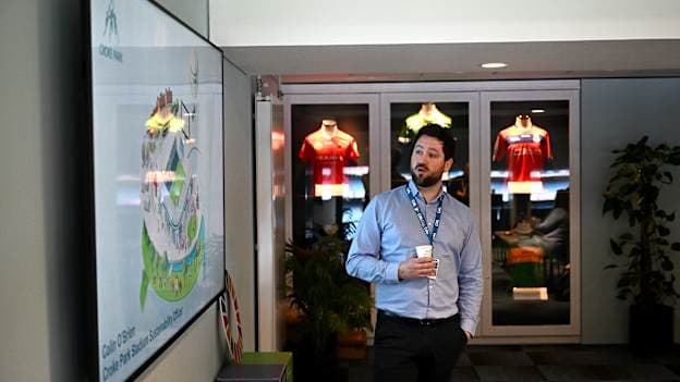 Colin O'Brien speaking at an Activating The Sport Sector For Sustainability ACCESS GAA Multiplier Event at Croke Park in 2024. Photo by Harry Murphy/Sportsfile