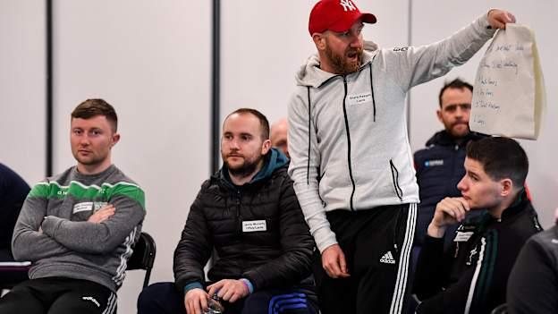 Shane Keegan speaking at a workshop the Leinster GAA Games Development Expansion Launch in 2022. Photo by Brendan Moran/Sportsfile