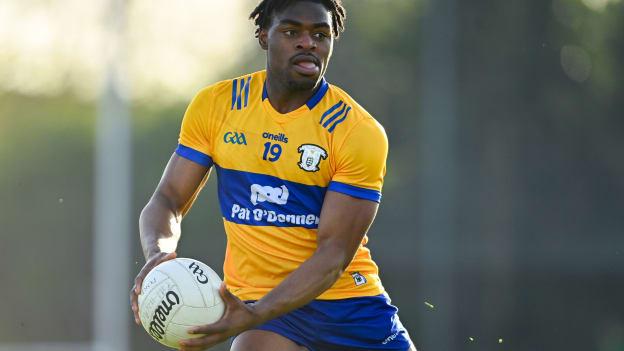 Ikem Ugwueru of Clare during the Munster GAA Football Senior Championship semi-final match between Waterford and Clare at Fraher Field in Dungarvan, Waterford. Photo by Tyler Miller/Sportsfile