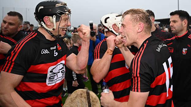 Ballygunner players Philip Mahony, left, and Mikey Mahony celebrate after their side's victory in the Waterford Senior Club Hurling Championship Final match between Abbeyside Ballinacourty and Ballygunner at Fraher Field in Dungarvan, Waterford. Photo by Seb Daly/Sportsfile