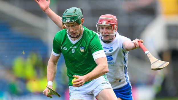 William O'Donoghue of Limerick in action against Calum Lyons of Waterford during the 2023 Munster GAA Hurling Senior Championship Round 1 match between Waterford and Limerick at FBD Semple Stadium in Thurles, Tipperary. Photo by Stephen McCarthy/Sportsfile