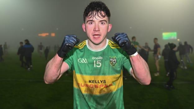 Conleth McGuckian of Glen celebrates after the AIB GAA Football All-Ireland Senior Club Championship semi-final match between Kilmacud Crokes of Dublin, and Glen of Derry, at Páirc Esler in Newry, Down. Photo by Ben McShane/Sportsfile.