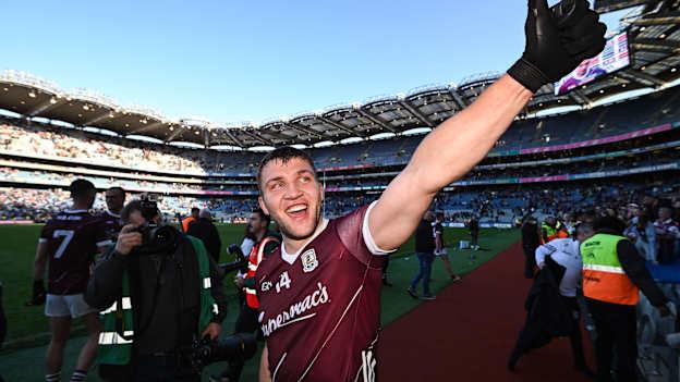 Galway's Damien Comer celebrates at Croke Park. Photo by Stephen McCarthy/Sportsfile