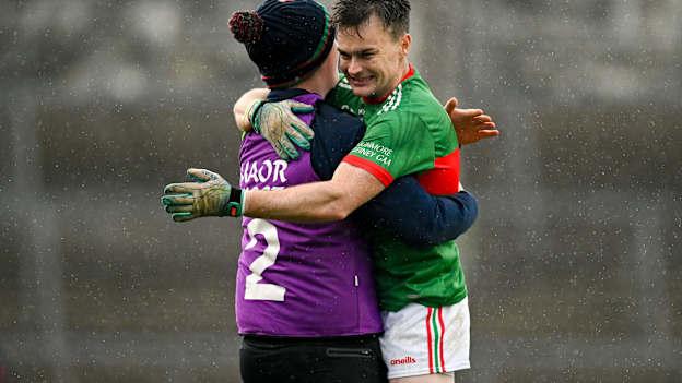 Tomás McGrath of Loughmore-Castleiney celebrates at the final whistle of the AIB Munster GAA Senior Club Football Championship semi-final match between Loughmore Castleiney and Éire Óg Ennis at Cusack Park in Ennis, Clare. Photo by Brendan Moran/Sportsfile.