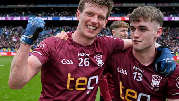John Heslin and Shane Corcoran of Westmeath celebrate after winning the Leinster GAA Football Senior Championship final match between Dublin and Westmeath at Croke Park in Dublin. Photo by Paul Phelan/Sportsfile.