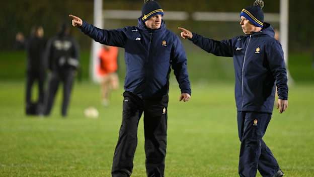 Clare manager Paul Madden, right, and selector Shane Daniels before the McGrath Cup match against Kerry earlier this year. Photo by Brendan Moran/Sportsfile