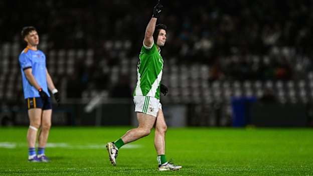 Maigh Cuilinn's Dessie Conneely celebrates after kicking a vital late free against Salthill-Knocknacarra in the Galway SFC Final. Photo by Tyler Miller/Sportsfile