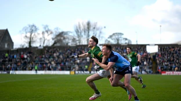 Ciarán Kilkenny, Dublin, and Cathal Hickey, Meath, in Allianz Football League action last year. Photo by David Fitzgerald/Sportsfile