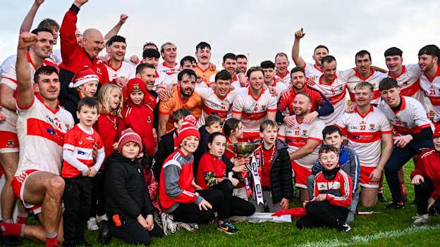 The Coolera Strandhill team celebrate after the AIB Connacht GAA Senior Club Football Championship final match between Coolera-Strandhill and Pádraig Pearses at Markievicz Park GAA Stadium in Sligo. Photo by Tyler Miller/Sportsfile.