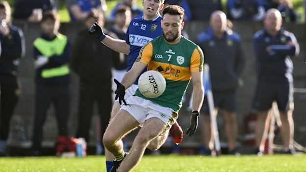 Carl Gillespie, Rathvilly, and Kian Moran, St. Mary's Ardee, in AIB Leinster Club SFC action. Photo by Stephen Marken/Sportsfile